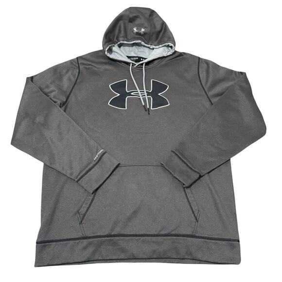 Under Armour Sweater Mens 2XL Grey Storm 1 Fleece Pullover Hoodie Sweatshirt - Picture 1 of 7